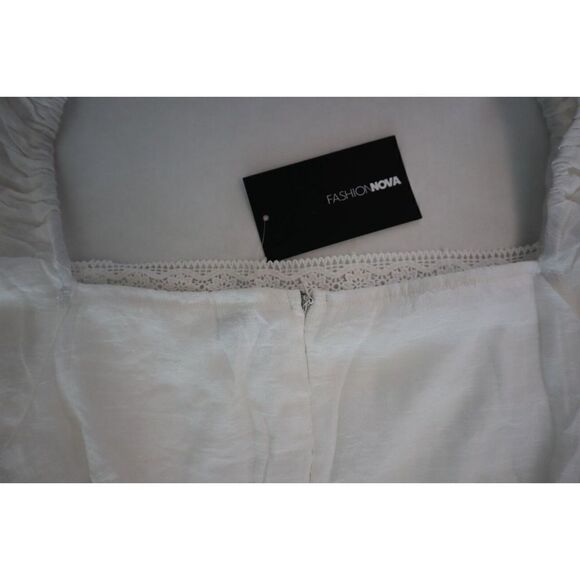 Fashion Nova FE22F048 Women's Sz L White Lace Detail Shannon Mini Dress - Picture 10 of 14